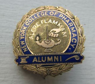 Antique 14k Gold Enamel Pin Badge Medal York College Of Pharmacy 1888 5 Gr.