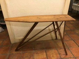 Vintage Antique Wooden Ironing Board Folding Table Primitive Mid - Century