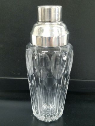 Vintage Crystal Glass & Silver Plate Martini Cocktail Shaker Decanter