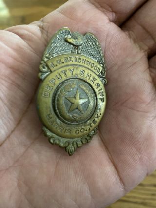 Obsolete Harris County Texas Sheriffs Police Badge Houston Antique Old Named