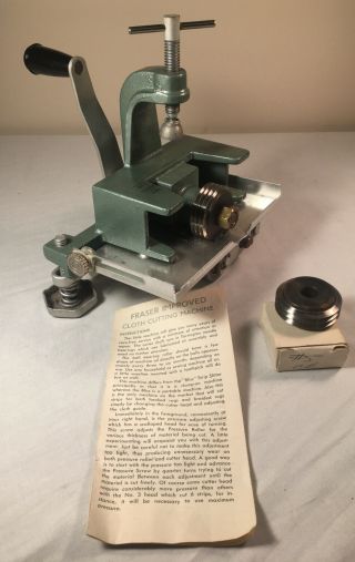 Vintage Harry M Fraser Cloth Fabric Cutting Machine Model 500 W/ 4 & 5 Cutters