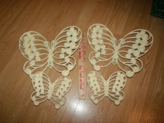 Vintage Homco Set Of 4 Plastic Butterflies Wall Decor Hangings