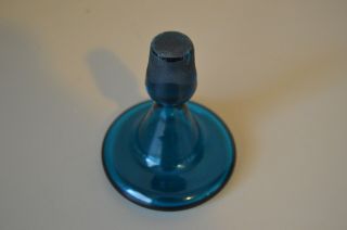 Blenko Peacock or Turquoise Mushroom Stopper MCM Glass Decanter Decor Vintage 3
