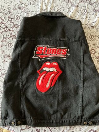 Vintage Rolling Stones Black Denim Jacket Men 
