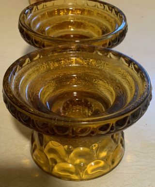 2 Vintage Amber Glass Candle Holders 4x3