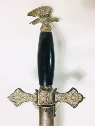Antique 1800 ' s Knights Of Columbus Ceremonial Sword Flying Eagle Pommel 3