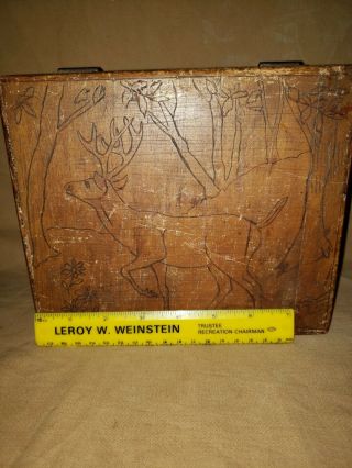 Vintage Primitive Wooden Storage Box With Lid Hand Made In Texas Iin 1944
