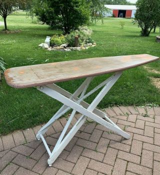 Vintage Wooden Folding Ironing Board Solid