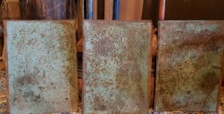 Early Antique Punched Tin Pie Panels In Old Paint (3)