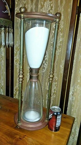 Vintage Hourglass Large 23 - 1/2 " Solid Brass & Glass Nautical One Hour
