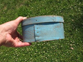 Antique 1800’s Blue Painted Pantry Box 7 3/4” Diameter 3