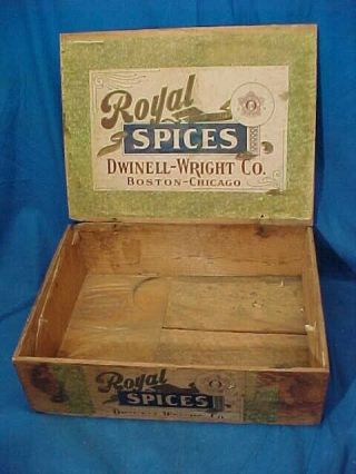 Early 20thc Royal Spices Country Store Wood Display Box Orig Labels