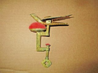 Antique Sewing Bird Double Pin Cushion Table - Clamp Material Early Tool Fabric
