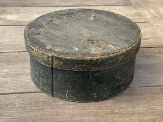 Antique 19th C.  Thick Walled Pantry/spice Box Paint,  9 - 3/4 " D.  Aafa.