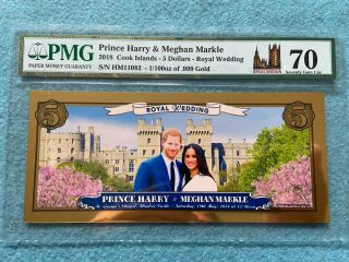 Prince Harry And Meghan Markle Royal Wedding Gold $5 Five Dollars Pmg Certified