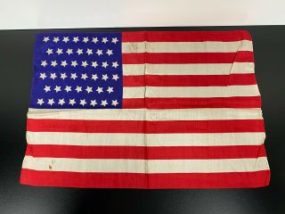 Antique 46 Star American United States Flag 1908 Oklahoma Silk 11 X 16 Usa