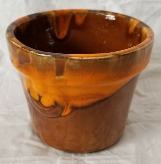 Vintage 1960s Flower Plant Pot Planter Ceramic 1095 Usa Orange Brown