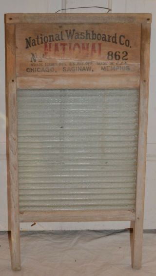 Vintage National Washboard Co No.  862 Washboard Ribbed Glass