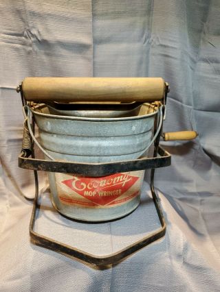 Vintage Galvanized Wringer Mop Bucket Pail.  Made In Chicago Il.