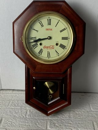 Vintage Coca - Cola Wooden Pendulum Wall Clock - Chimes And Looks