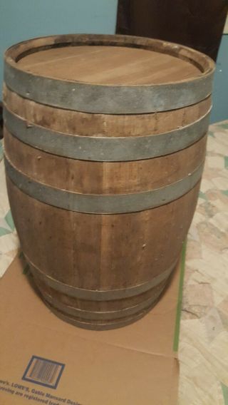 Vintage Antique Oak Wood Whiskey Keg Barrel Bar Decor