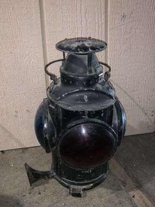 Vintage Adlake Non Sweating 4 - Way Train Switch Marker Railroad Lamp Lantern