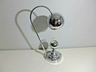 Vintage Chrome Ball Table Lamp Double Orb Mid Century Modern Accent Light