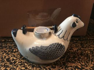 ‘chinese’ Rooster Teapot,  Blue And White
