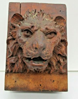 Antique Primitive Wood Folk Art Carved Lion 