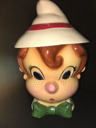 Vintage Pinocchio Cookie Jar Disney Character Ceramic Condiment Boy Retro Old