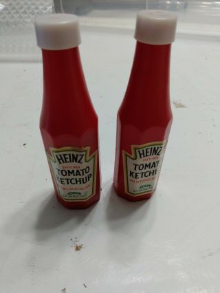 Vintage Plastic Red Heinz Ketchup Bottles Salt & Pepper Shakers