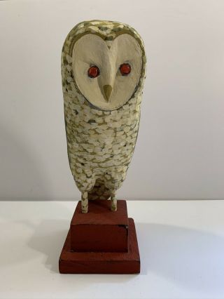 Lg Vintage Pennsylvania Folk Art Owl Bird Carving By Van Brhino Of Allentown Pa