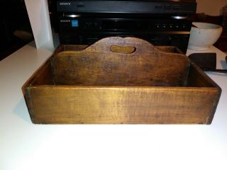 Old Wooden Knife Box Cutlery Tray Country Home Kitchen Decor