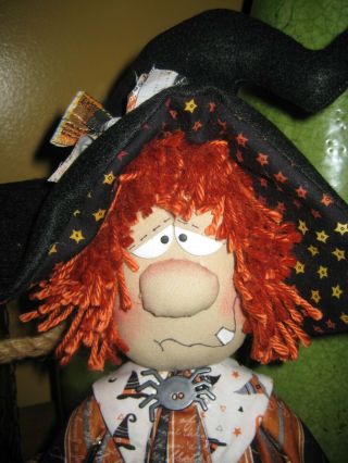 Primitive Hc Halloween Sitting Witch Ornie Doll Shelf Sitter