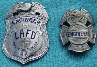 Vintage Lafd Los Angeles Fire Department Engineer Emblem Set Entenmann