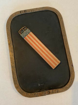 Rare Oval Antique School Slate Chalk Board & Slate Pencils Patriotic Wrapped