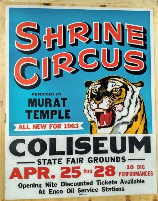 Vintage Shrine Circus Poster 22 " X 28 " Not A Reprint