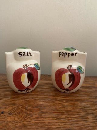 Vintage Large Ceramic Apple Salt And Pepper Shakers