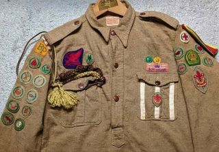 Wwii Era Vintage Boy Scout Uniform Shirt Awards Proficiency Badges Troop Canada