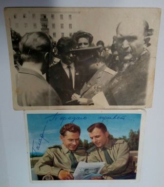 Rare Signed At The Meeting By Yuri Gagarin The First Cosmonaut Of The Ussr