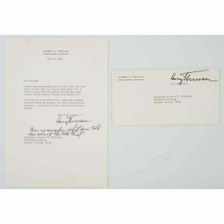 Harry S.  Truman 1964 Typed Letter Signed - To His Former Under Secretary Of Navy