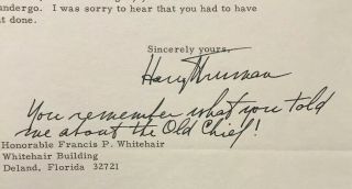 Harry S.  Truman 1964 Typed Letter Signed - To His Former Under Secretary of Navy 2
