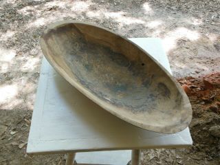Antique Dough Bowl Wood Trencher Oval Primitive Country 24” X 11” Olen Barfield