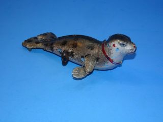 Antique Lehmann Tin Wind Up Sea Lion German Vintage Toy (1899 - 1935)