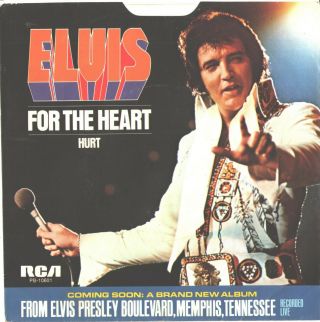 Elvis Presley - - Picture Sleeve Only - - (hurt/for The Heart) - - Ps - - Pic - Slv
