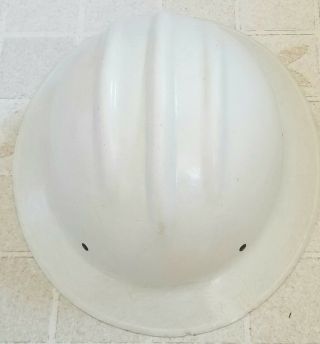 Vtg White Full Brim Fiberglass Hard Boiled Bullard 502 Hard Hat Ironworker