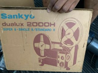 Vintage Sankyo Dualux 2000h 8 Single 8 Movie Projector W/ Box