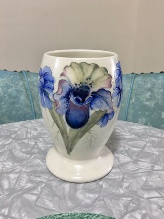 Vintage Moorcroft Pottery Salt Glaze Vase Orchid Design Signed William