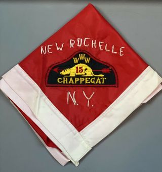 Boy Scout Oa 15 Chappegat Lodge Vintage Sateen Neckerchief.  Rare.