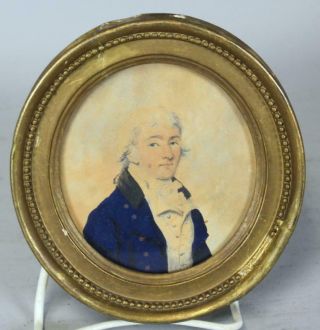 A Great Early 19th C American W/c Portrait Of A Revolutionary War Soldier